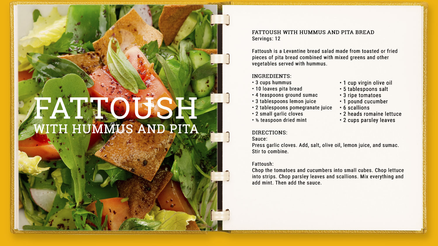 Fattoush with Hummus and Pita Bread