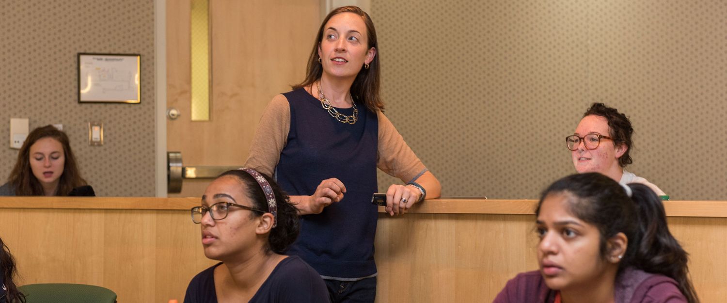 photo - Linda Green with students in class