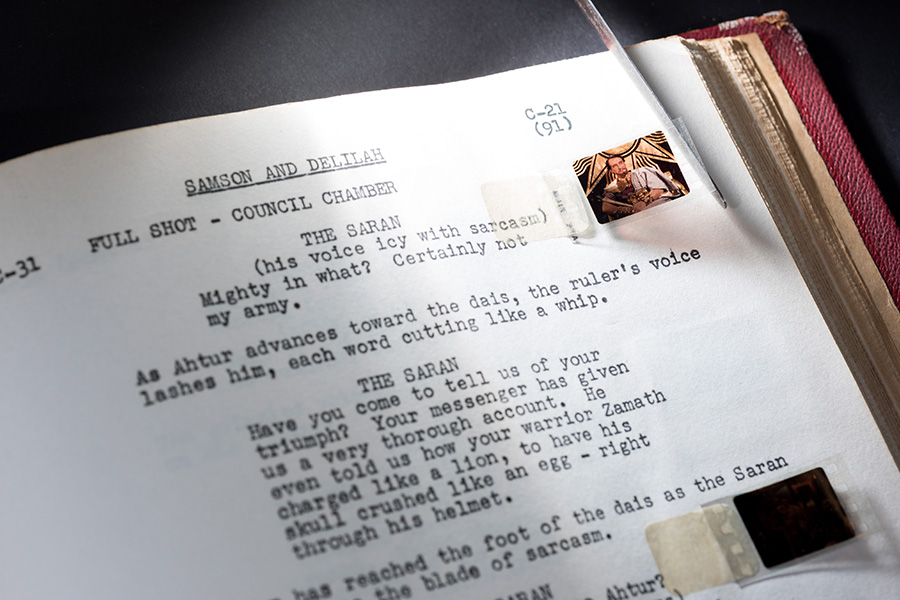 The Library has scripts of Samson and Delilah (pictured) and The Ten Commandments, two of the projects that Freeman approved at Paramount.