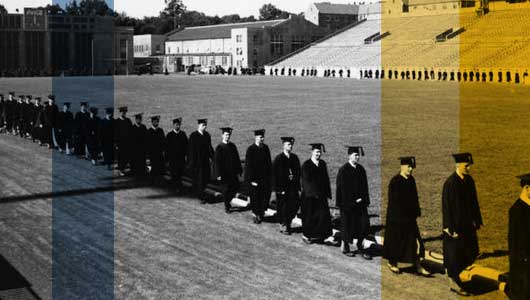 photo - vintage photo of commencement in Bobby Dodd stadium