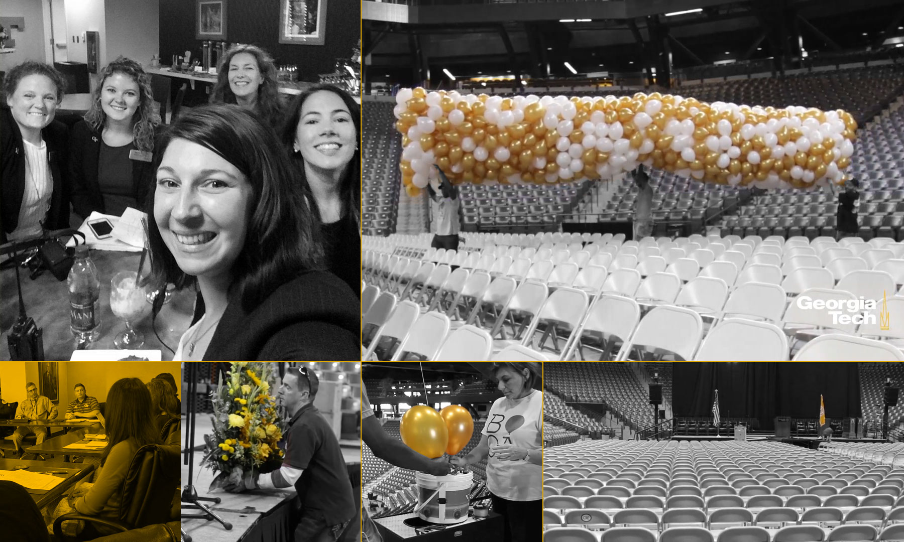 photos - commencement crew and scenes from setup