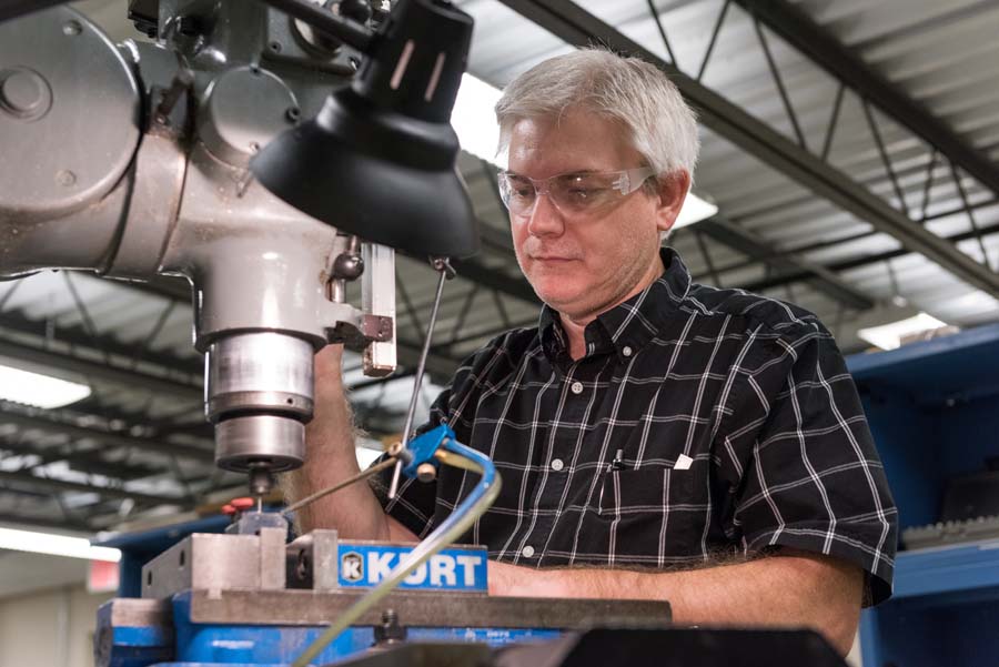 Rodney Wilburn, instrument maker, designs and fabricates mechanical parts and devices for researchers.