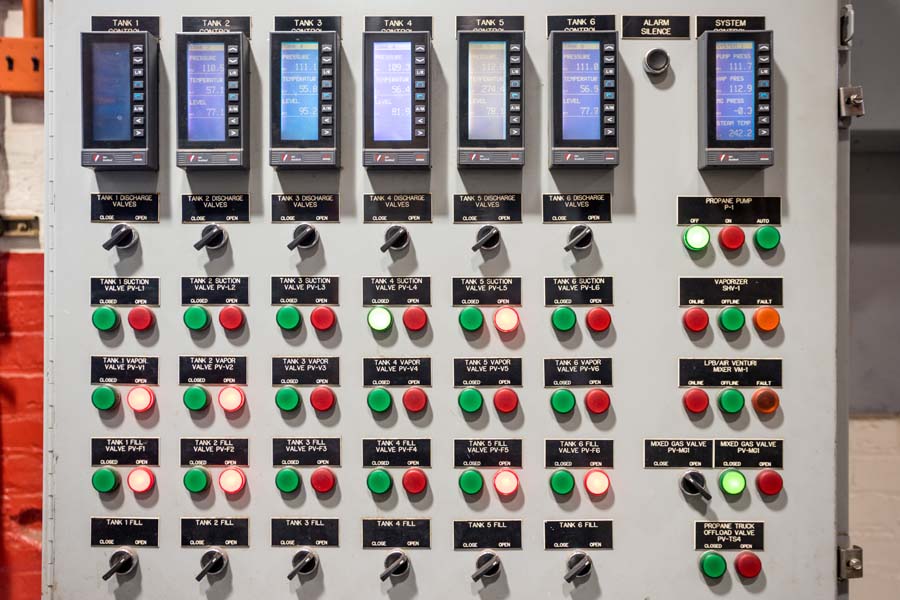 This propane tank monitoring station has been dubbed ‘the Christmas tree’ because of the colors.