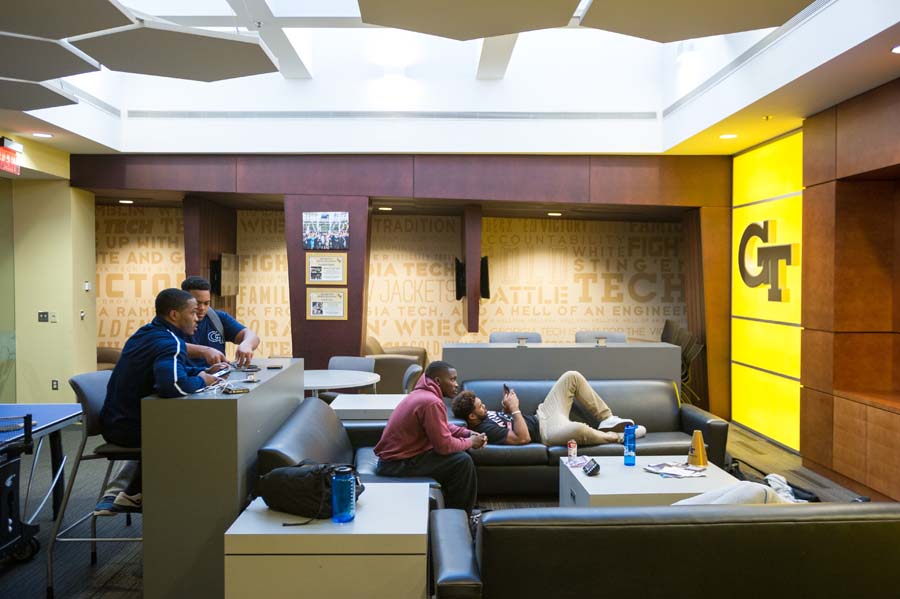 The Mr. and Mrs. Gregg Garrett and Family Player Lounge and Meeting Room. This relaxing space has card games, televisions, ping pong, and pool tables.