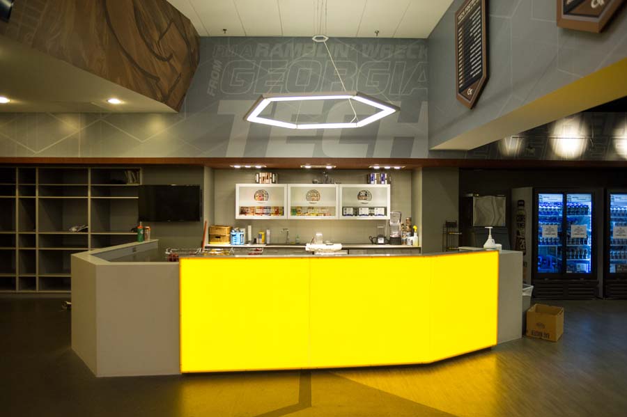 Nutrition station inside the Hugh S. Spruill Strength and Conditioning Center.