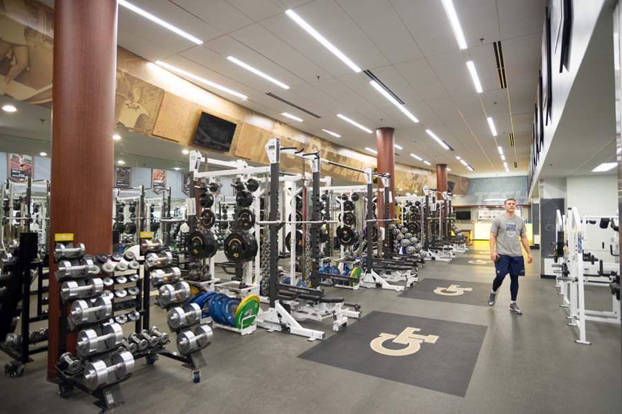 Inside the Hugh S. Spruill Strength and Conditioning Center.