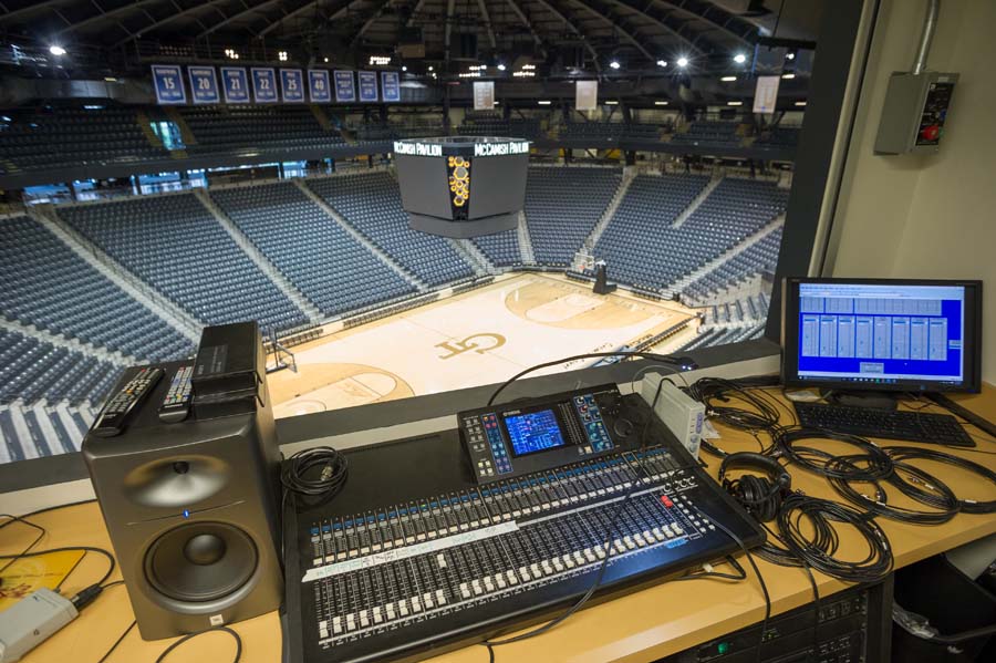 Video control booth at the top of McCamish Pavilion.