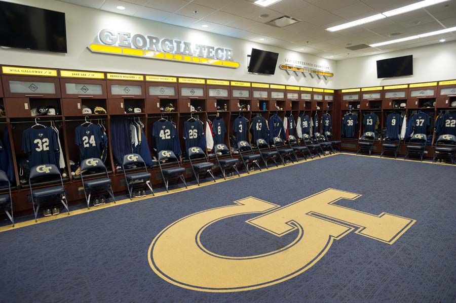 The Mark C. Teixeira locker room at Russ Chandler Stadium, named for a gift Teixeira made to Tech in 2014.