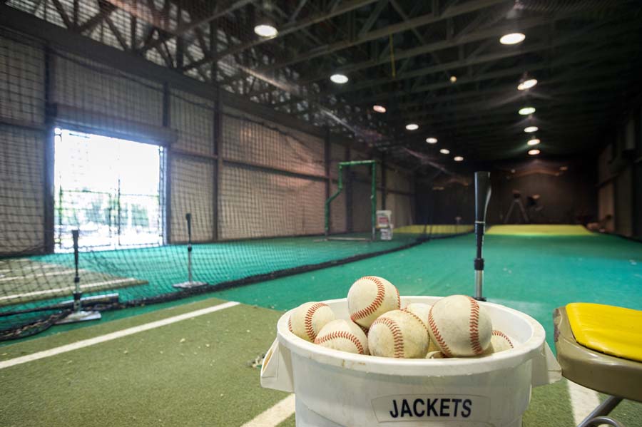 Batting cages at Russ Chandler Stadium.
