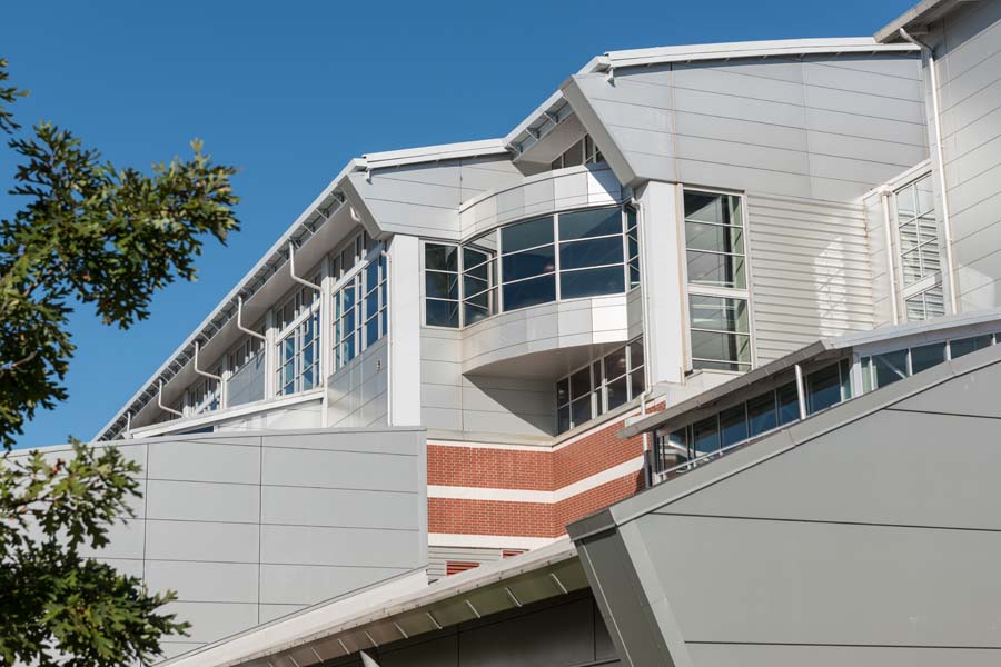 The Campus Recreation Center has an indoor track that goes through this part of the building.