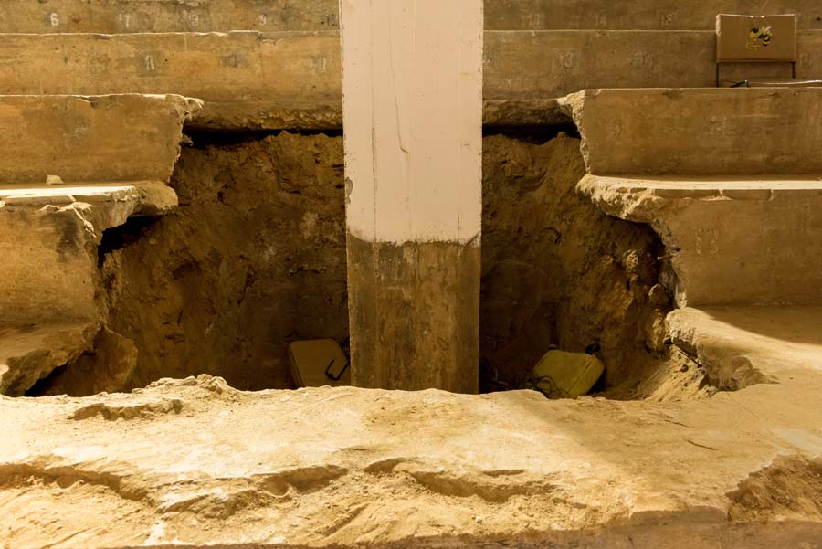 Sections of the old stands were carved out to make room for large columns to support the new stands.