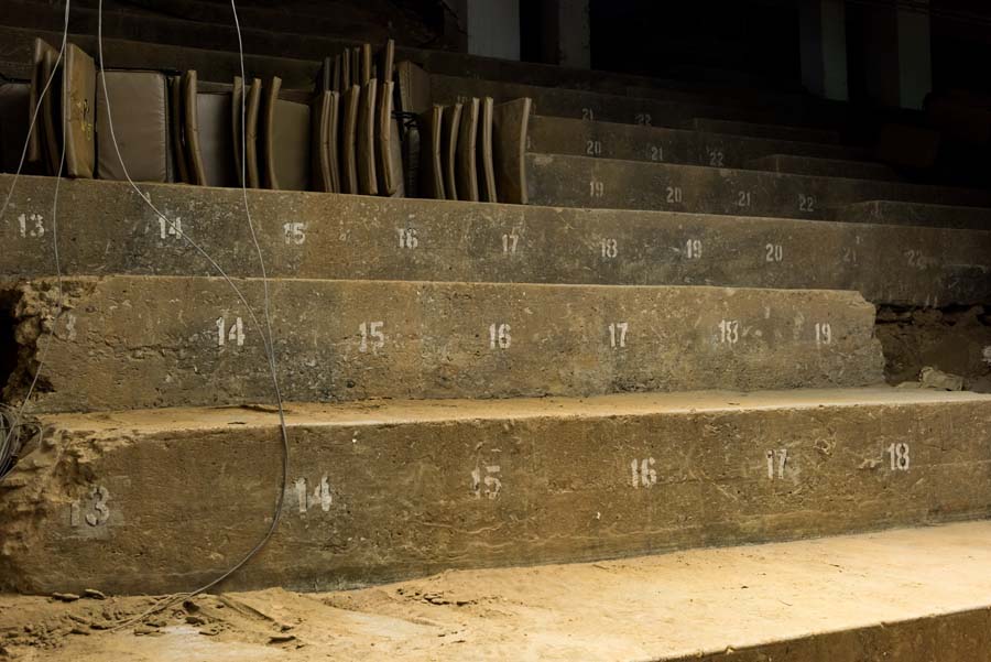 The seat numbers are still visible on the original West Stands.