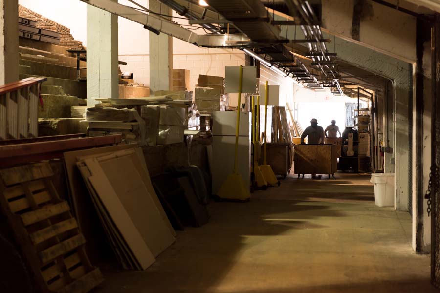 Today the space underneath the stands is used for storing game-day supplies.