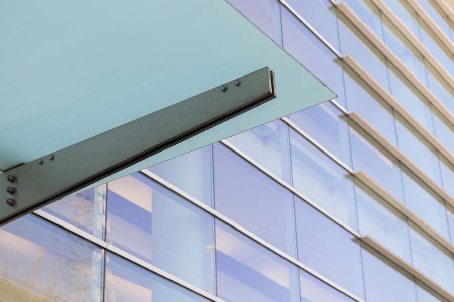 Close-up of the Scheller College of Business canopy.