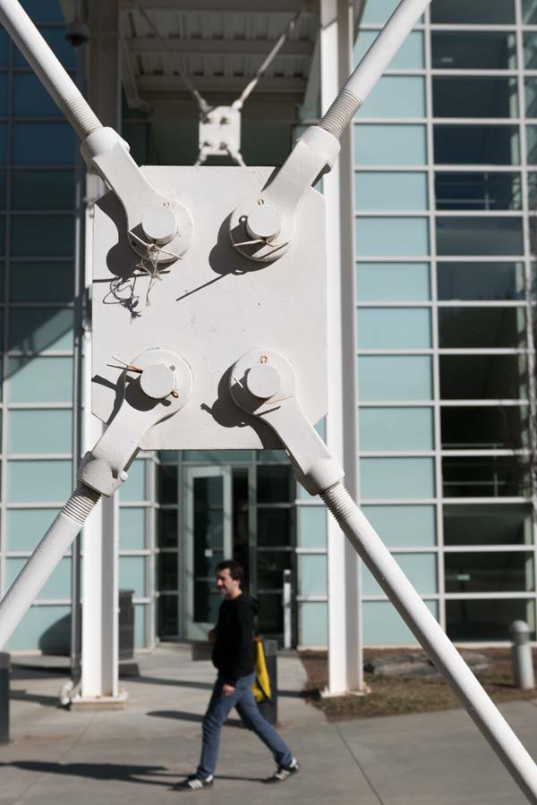 Close-up of supports for the Klaus binary skywalk.