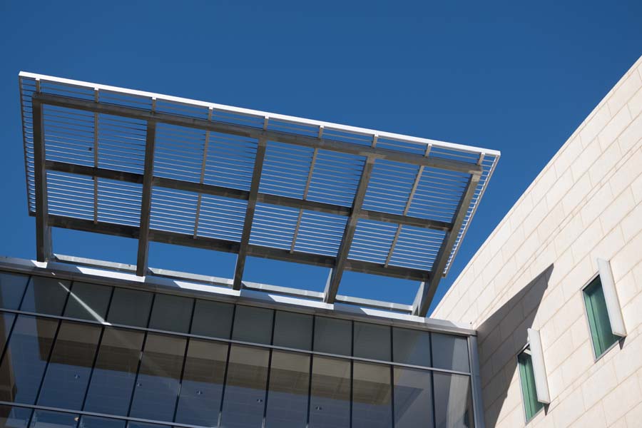 A sunshade at the Molecular Science and Engineering Building.