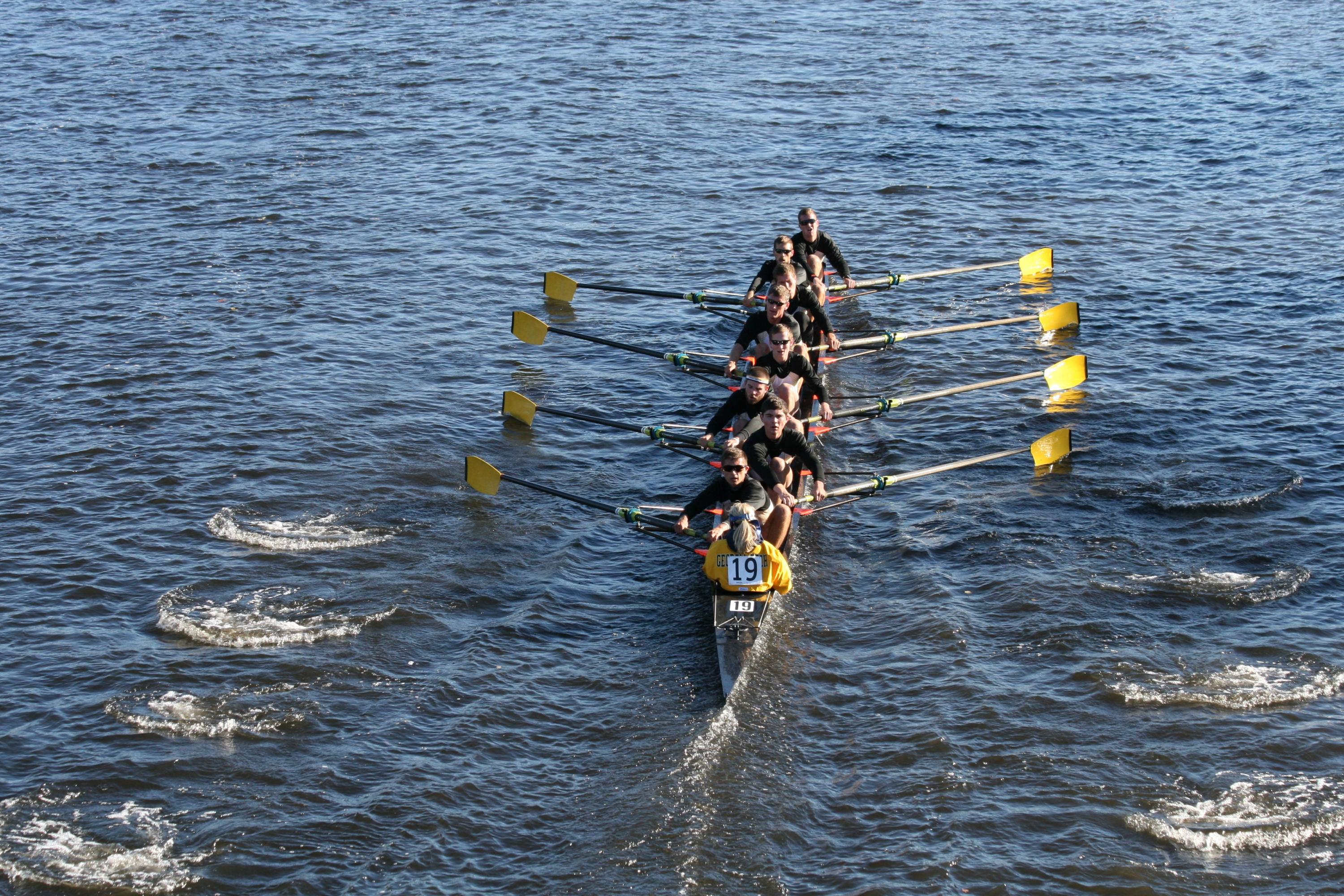 Tech rowers compete at the Head of the Charles event in 2016.