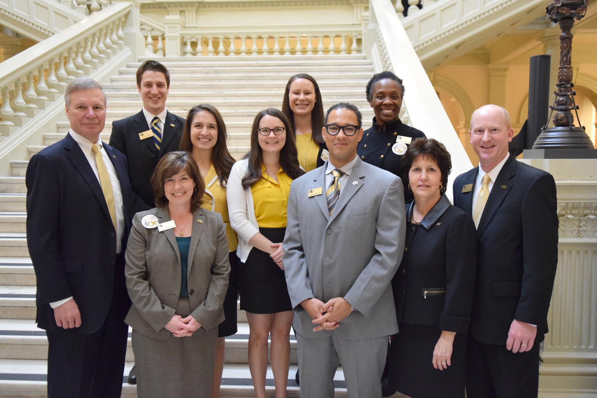 The Government and Community Relations team attends Student Day at the Capitol in February 2016, along with President G.P. "Bud" Peterson and Assistant Vice President Lynn Durham.