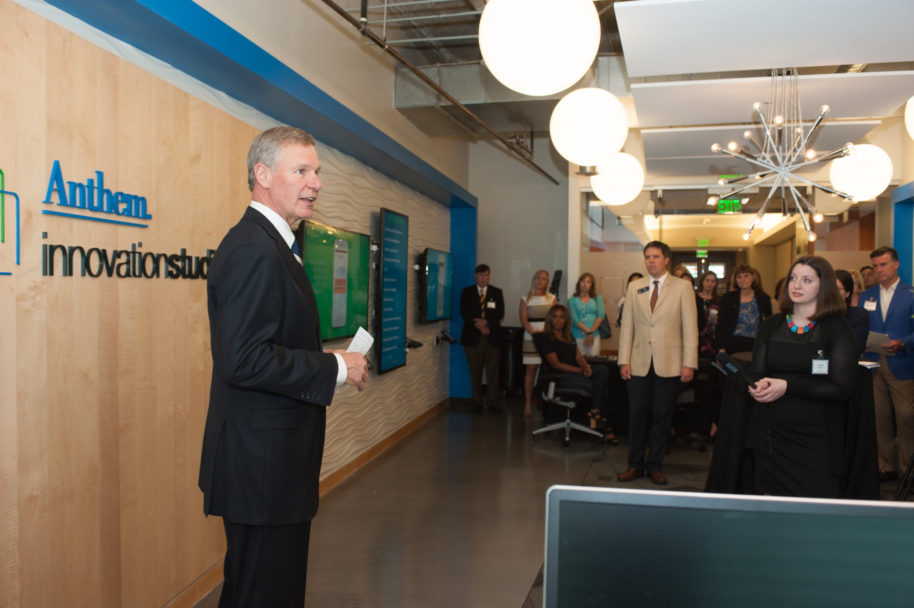 Georgia Tech President G.P. "Bud" Peterson welcomed Anthem to Technology Square. The Fortune 50 company, one of America’s largest insurance providers, opened an Innovation Studio in the Centergy Building.
