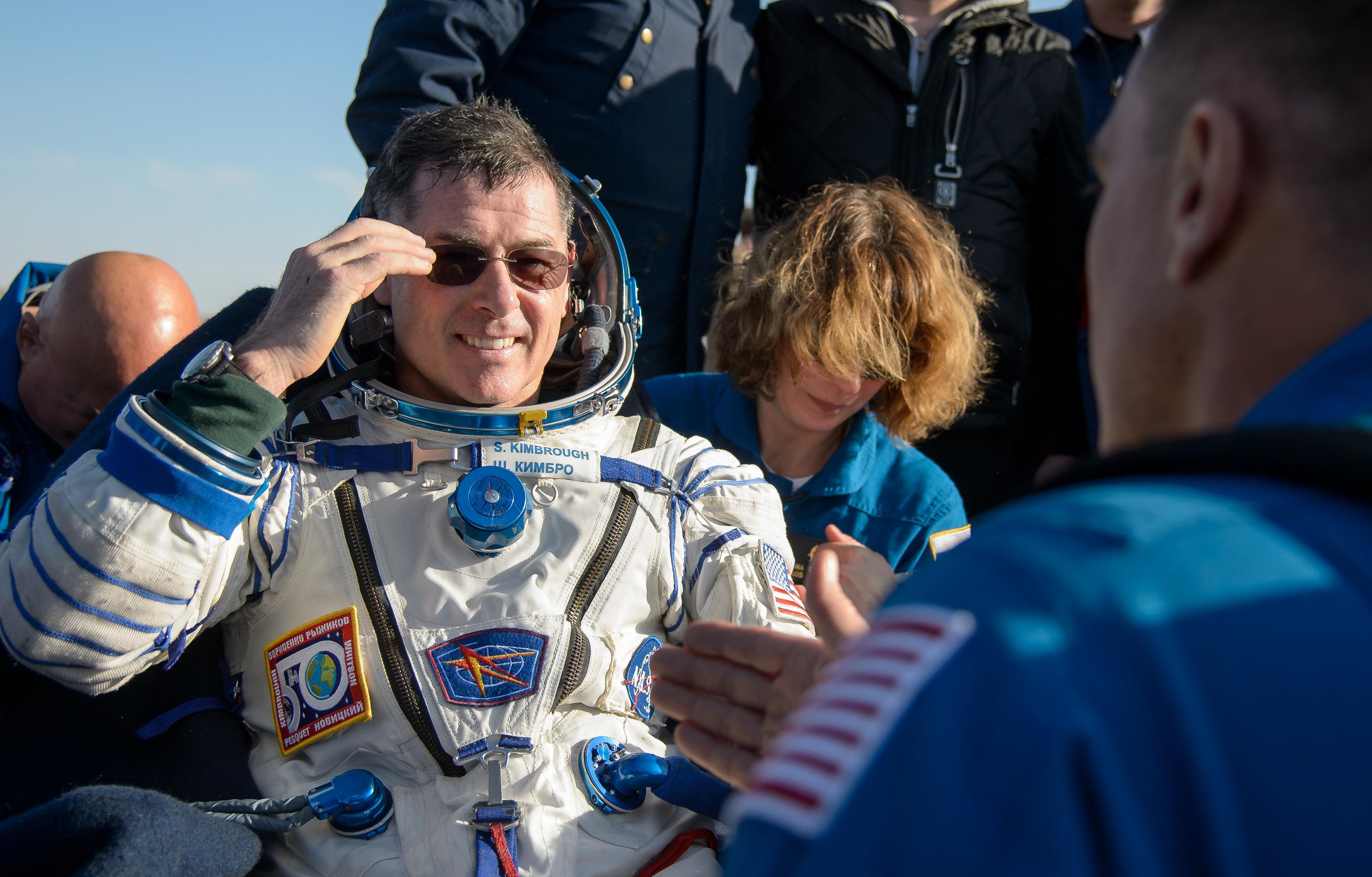 Shane Kimbrough, minutes after landing in Kazakhstan after nearly six months in space. Photo taken by NASA on April 10, 2017.