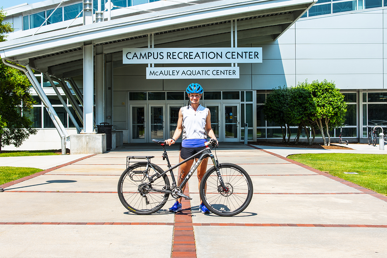 Becky James outside the Campus Recreation Center