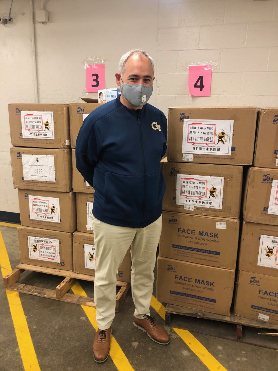 President Cabrera said he was "grateful to the families of Georgia Tech students from China, and other friends and supporters, for their generous donation" of personal protective equipment.