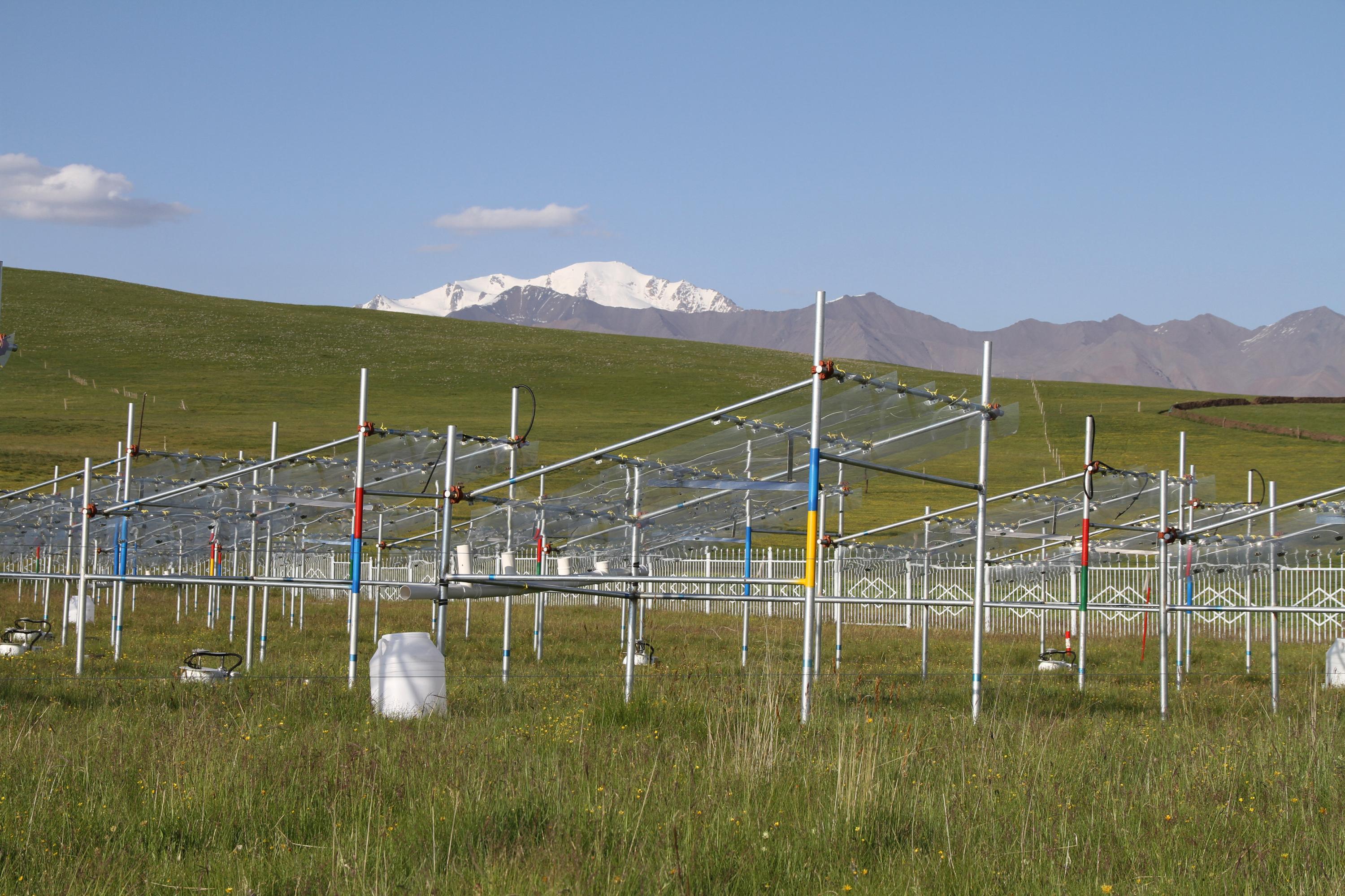Researchers studied the effects of rising temperatures and varying rainfall on Tibetan Plateau grasslands at this experimental site at the Haibei Alpine Grassland Ecosystem Research Station of the Chinese Academy of Sciences. (Credit: Xian Yang and Qianna Xu)