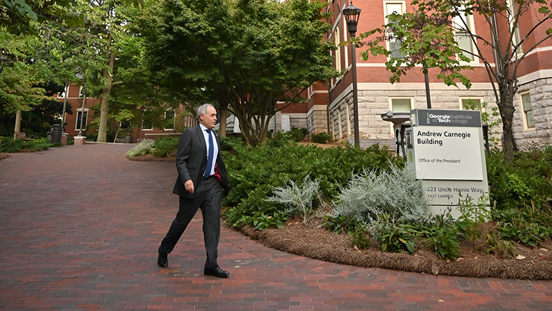 President Cabrera Walking into the Carnegie Building