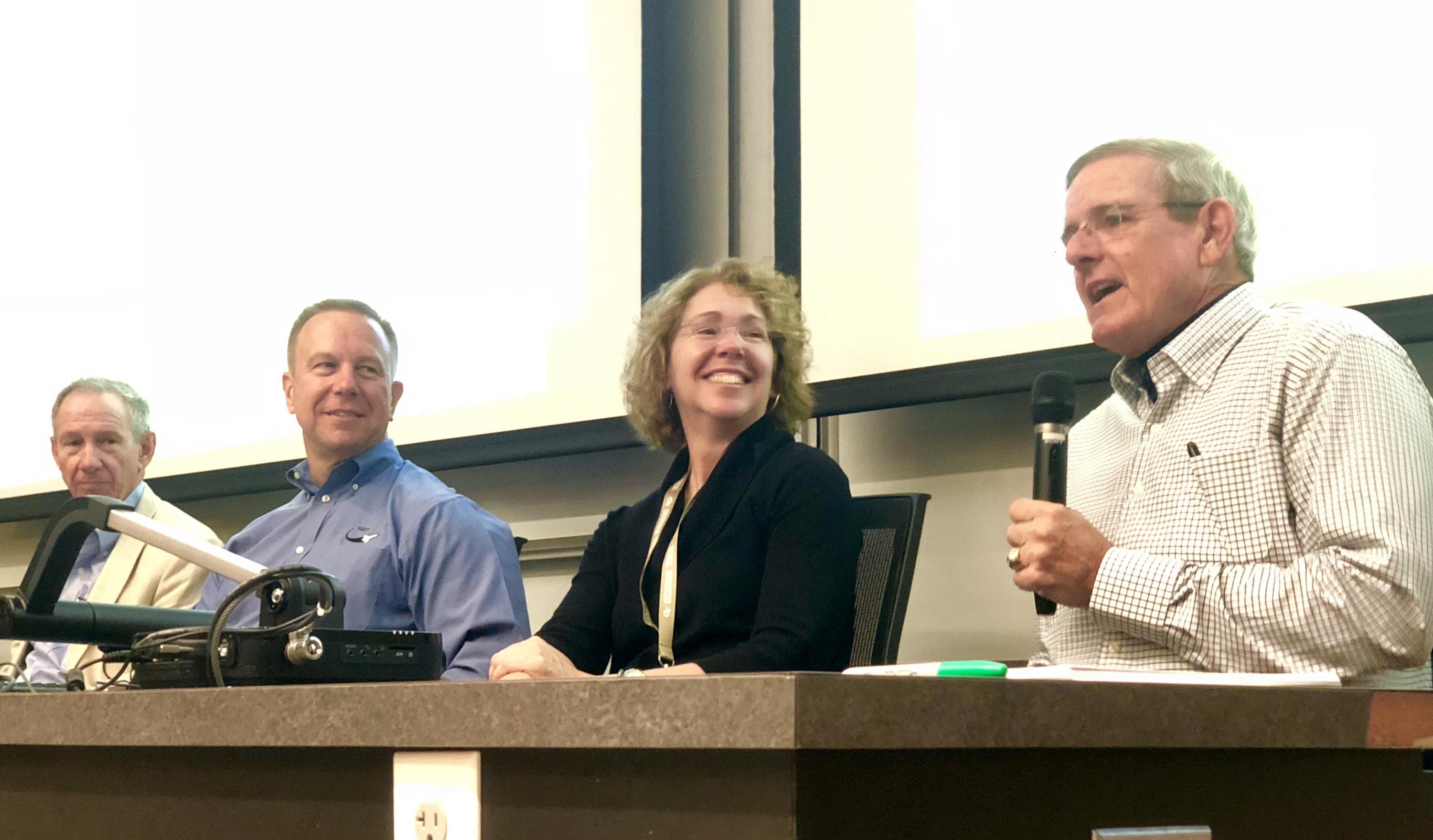 Sandy Magnus, Col. Bill McArthur, and Col. Tim Kopra came back to their alma mater to talk about their experiences with NASA and give advice to the future leaders of the space industry currently working on degrees at Georgia Tech.