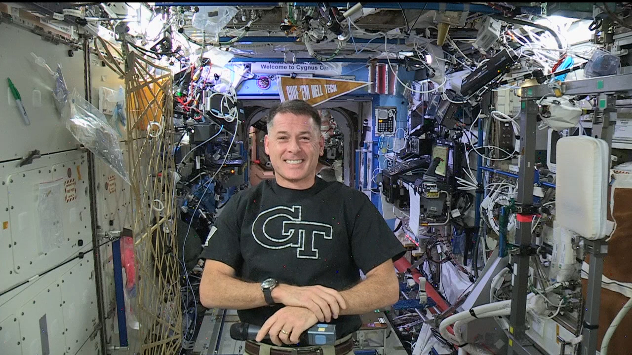 Alumnus Shane Kimbrough onboard the International Space Station on December 19, 2016.