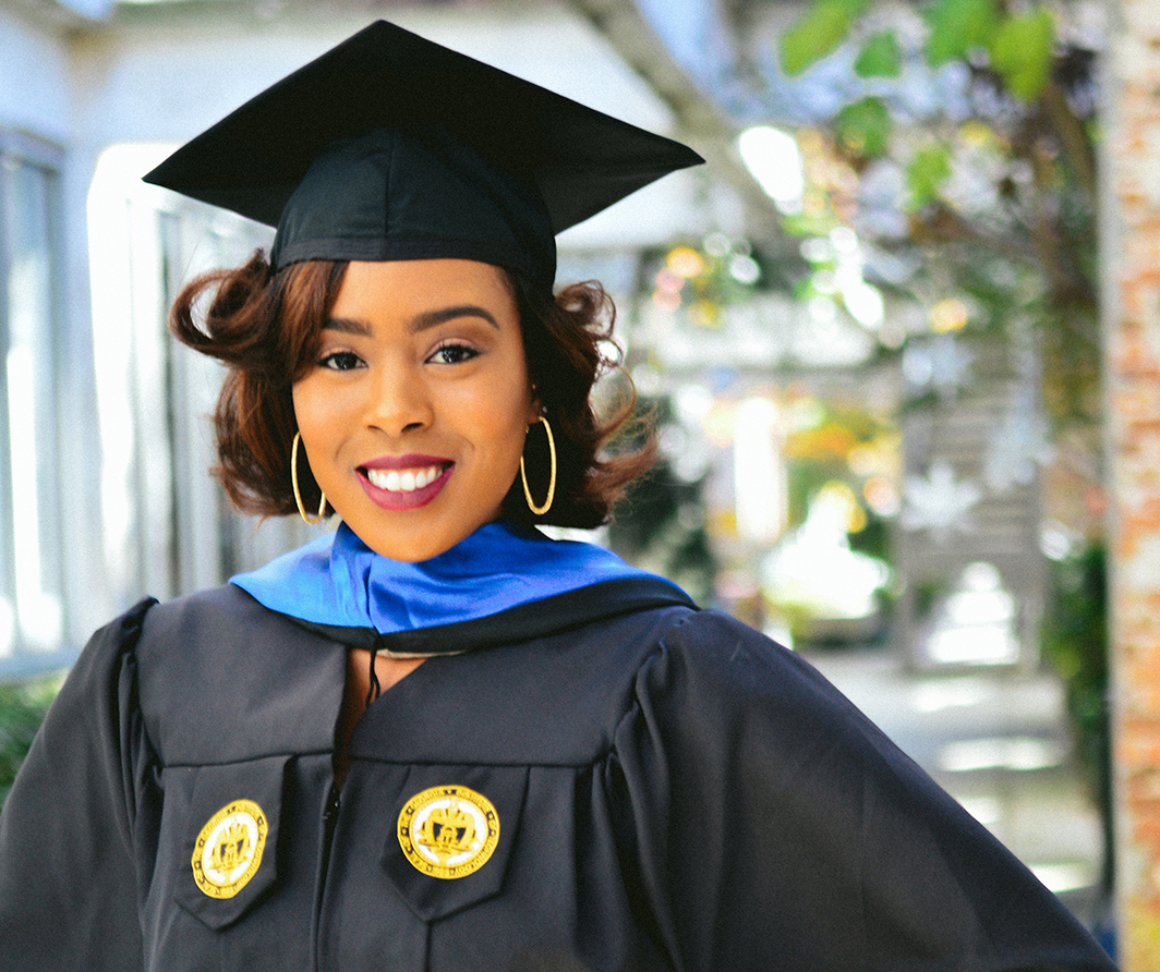Jade Sims, senior admission counselor in Undergraduate Admission, earned her master’s degree in education from Georgia Southern University in December (and combined her master’s hood with her undergraduate Georgia Tech robe for a graduation photo).