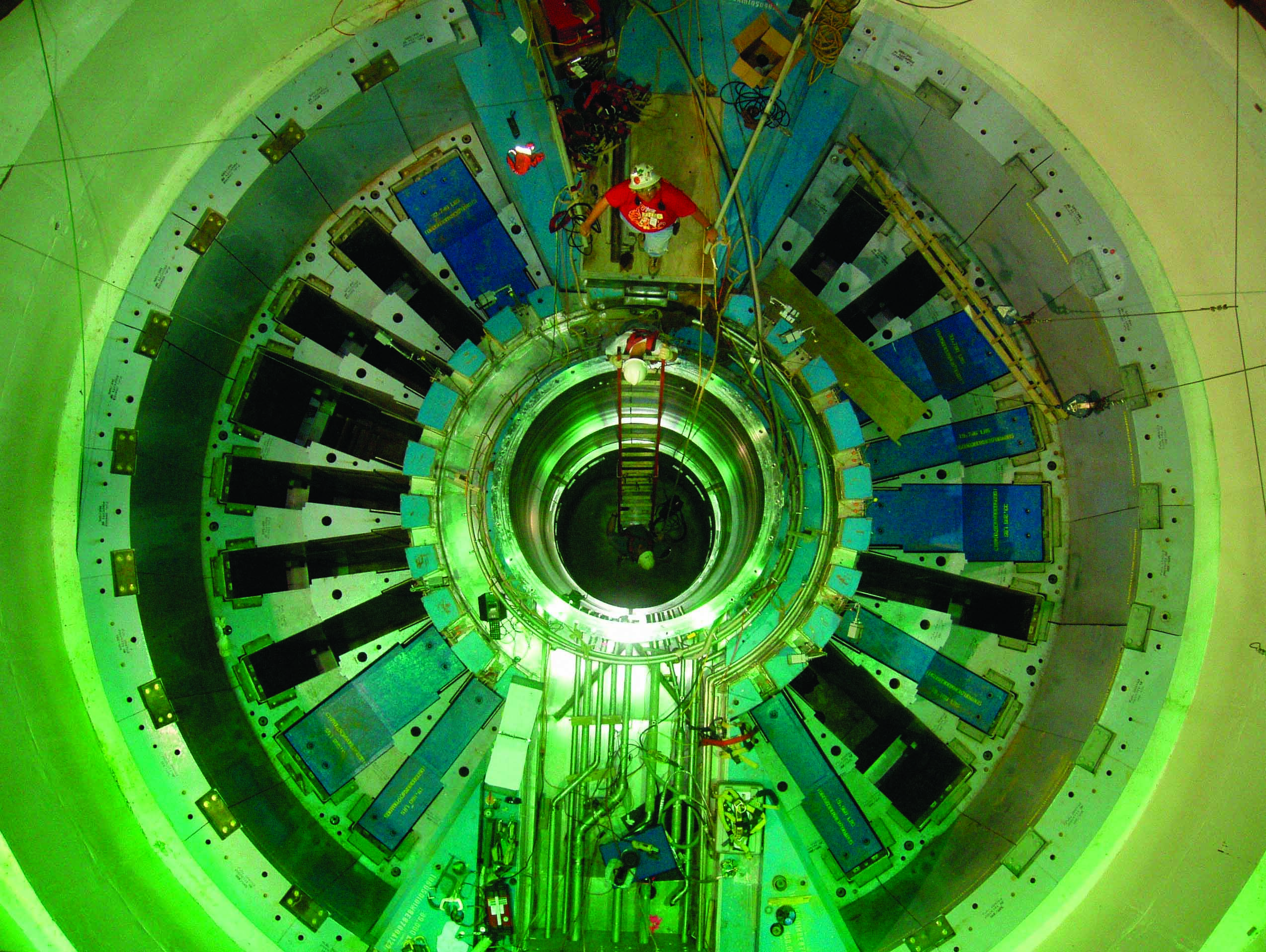 A massive part of Oak Ridge National Laboratory's Spallation Neutron Source during its construction phase in earlier years. The hole in the center is where the target crystal for neutron scattering is placed. Credit: Oak Ridge National Laboratory