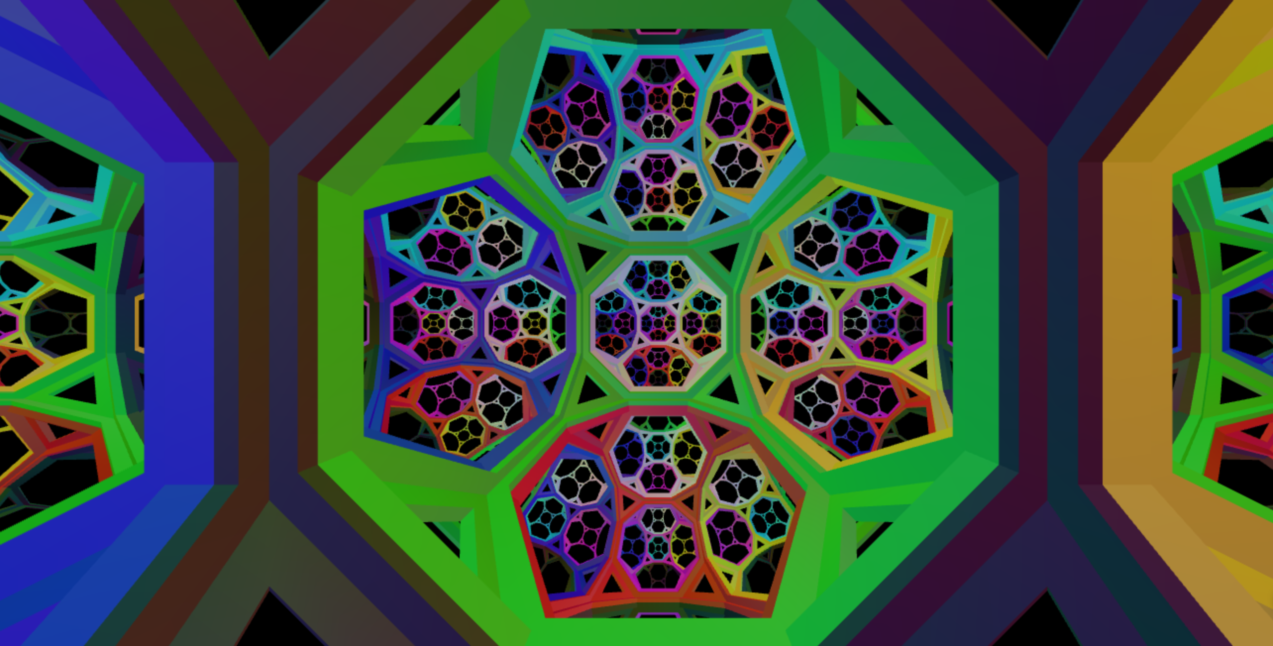 A snapshot view of hyperbolic geometric space in a virtual reality program. 