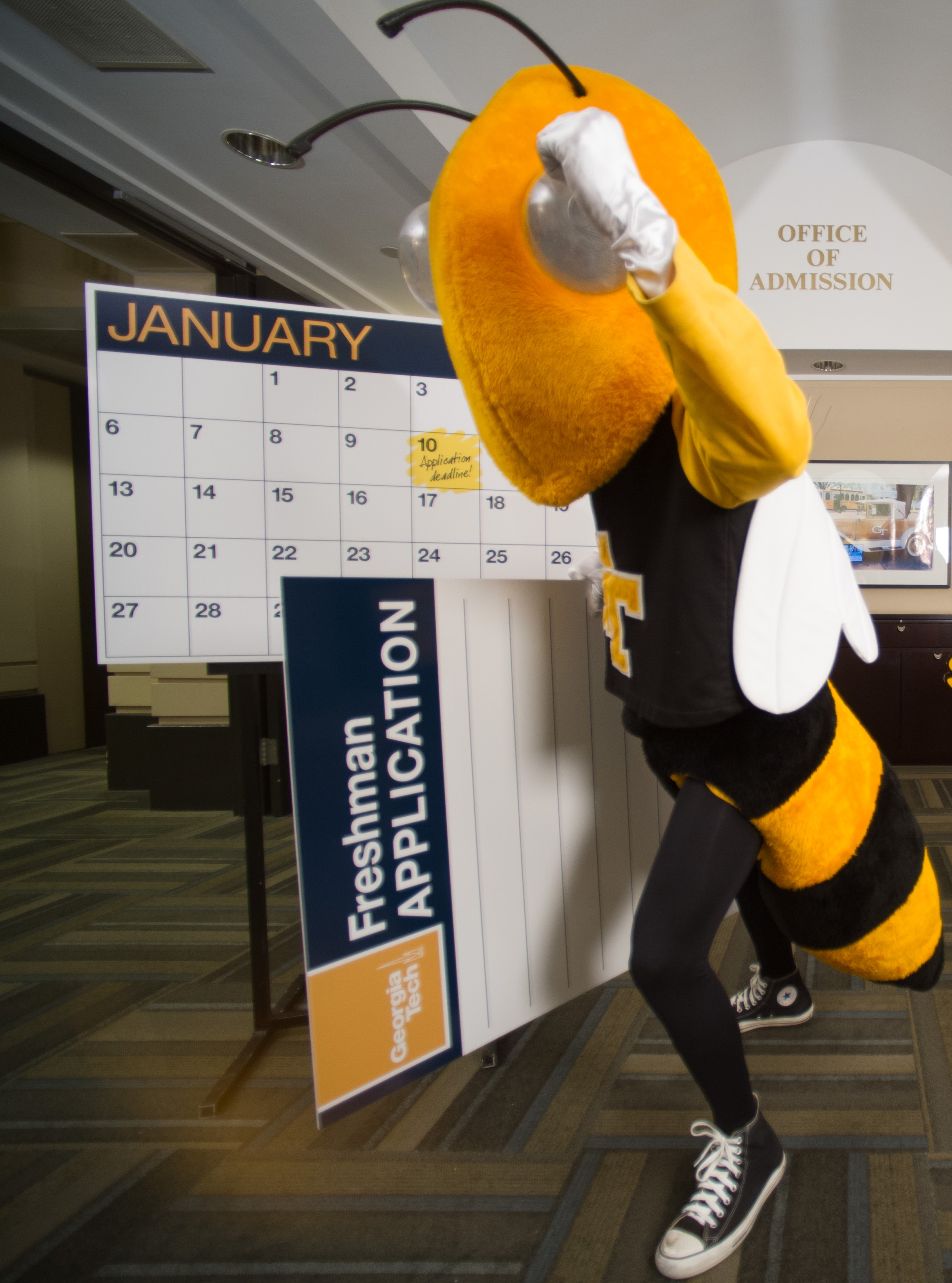 Buzz celebrates Early Action admits, with his calendar marked for the regular decision deadline on Jan. 10, 2014.