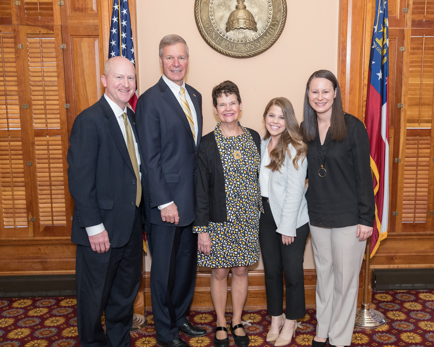 President G.P. "Bud" Peterson and wife Val Peterson were honored by the Georgia State Legislature on Monday, March 18. (L-R): Dene Sheheane; G.P. "Bud" Peterson; Val Peterson; Morgan McCombs; Olivia Watkins