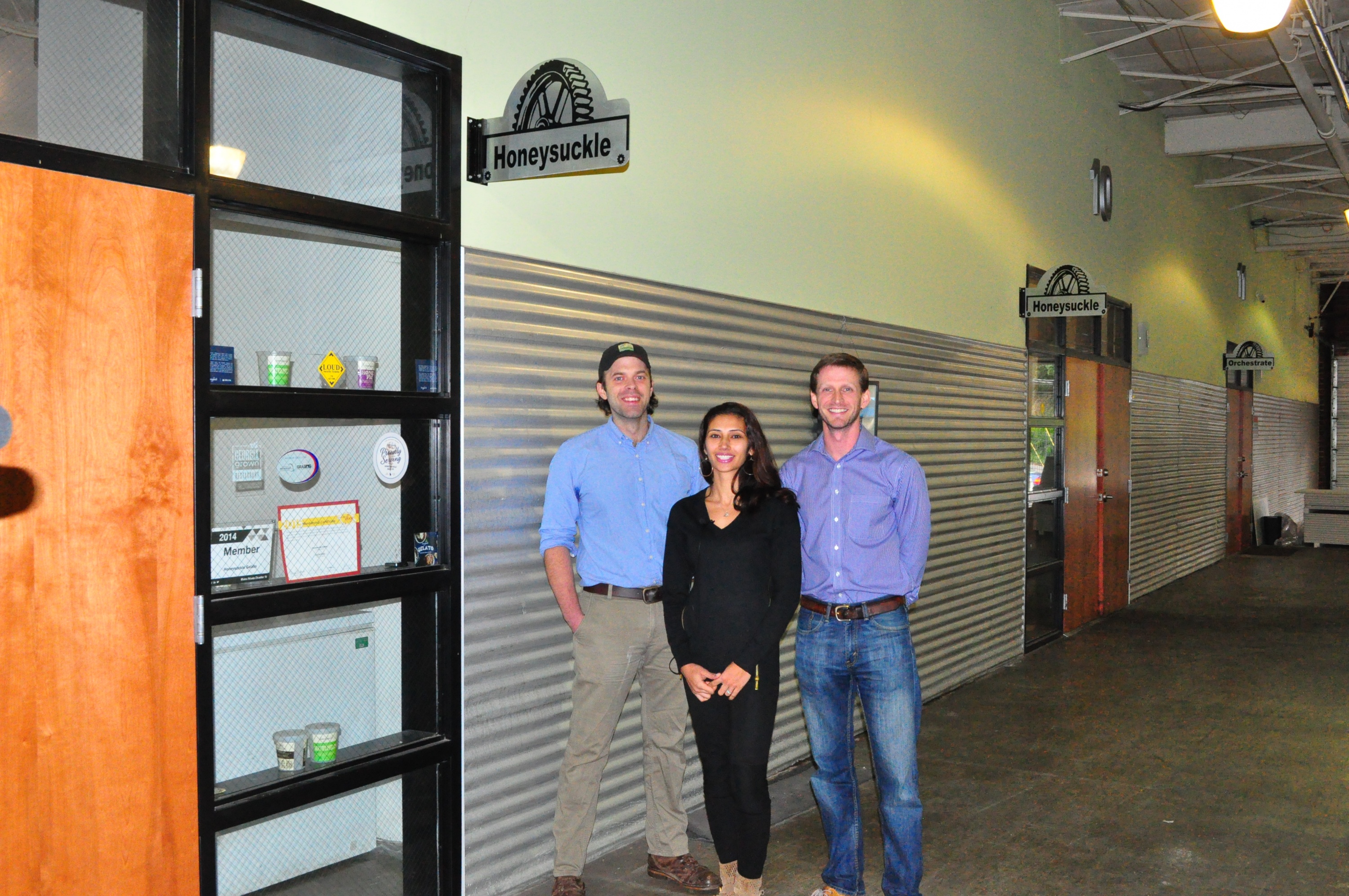 Meet (frome left to right) Jackson Smith, Khatera Ballard, and Wes Jones owners of Honeysuckle Gelato, a craft gelato manufacturing company in Atlanta. Smith, Ballard, and Jones are the December Faces of Manufacturing, program developed by the Georgia Manufacturing Extension Partnership (GaMEP) at Georgia Tech to honor people who work in or are affected by manufacturing in Georgia.