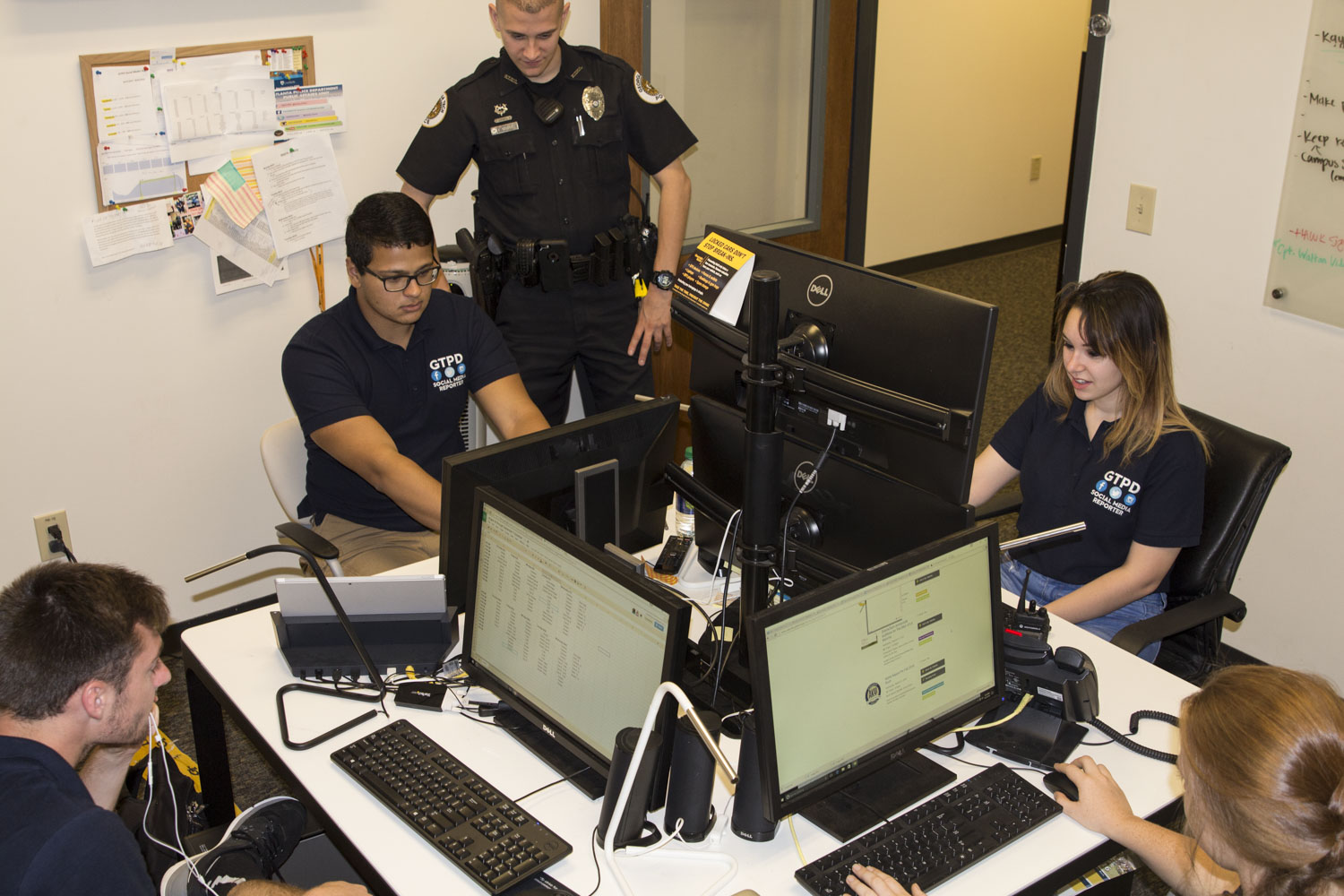 Led by Officer Loran Crabtree, the Georgia Tech Police Department has been operating a social media center since the end of spring semester 2016. The center is staffed by students who help GTPD connect with the student population on a variety of social media platforms.