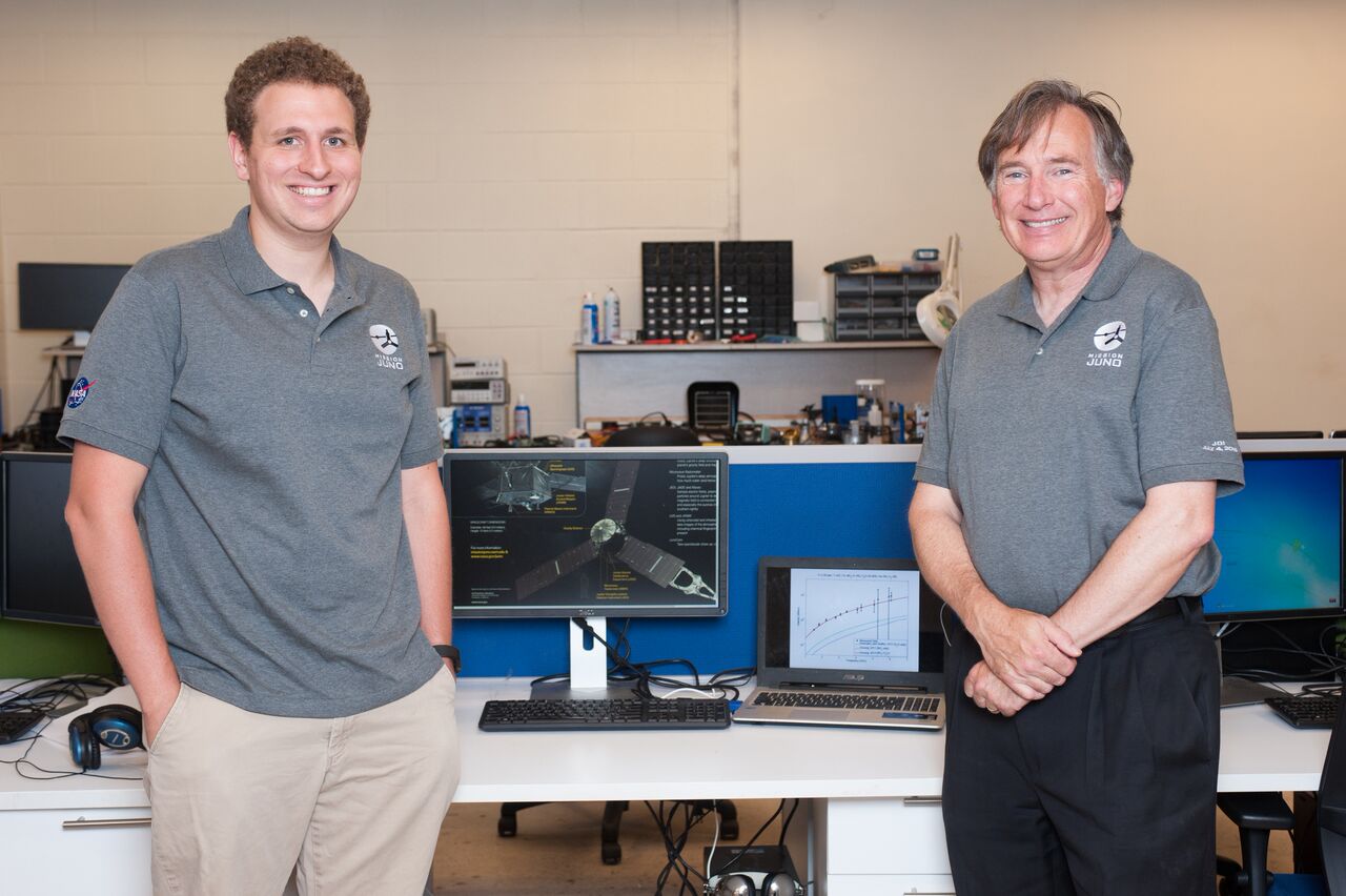 Amadeo Bellotti (left), graduate student, and Paul Steffes, professor in the School of Electrical and Computer Engineering.