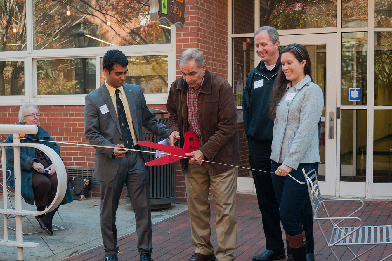 Tommy Klemis cuts the ribbon to the new Klemis Kitchen, which will provide food to Tech students in need. Tommy Klemis cuts the ribbon to the new Klemis Kitchen, which will provide food to Tech students in need.
