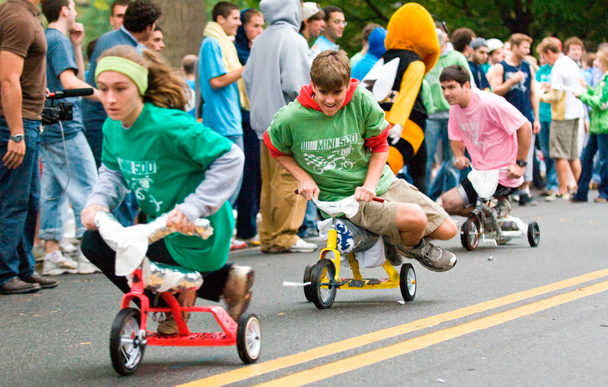 The Mini 500 tricycle race is a Homecoming tradition.