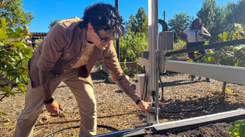 The FarmBot in Georgia Tech’s Community Garden serves as a test bed for designing related learning experiences and supporting partner schools in setting up their devices.