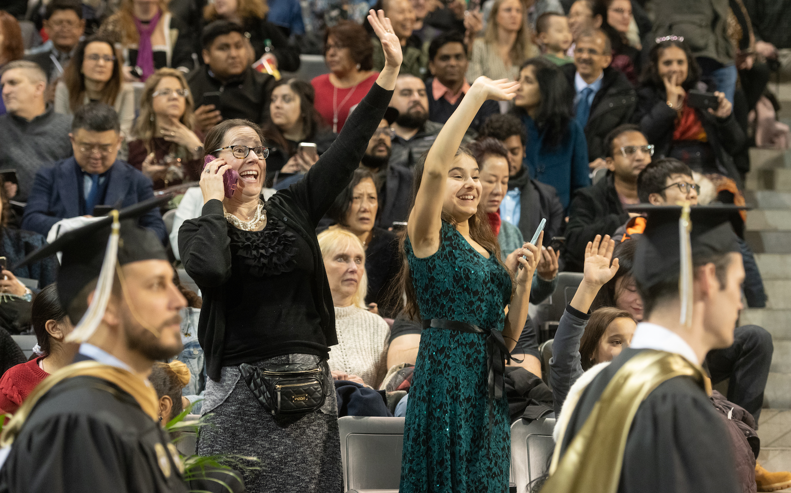 Cheering family at commencement