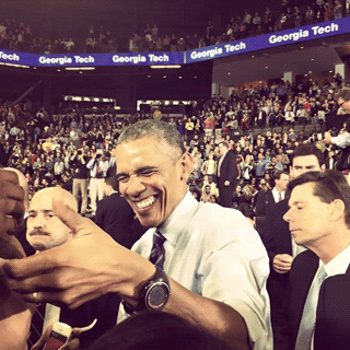 President Obama shaking hands after his speech at Georgia Tech in March 2015.