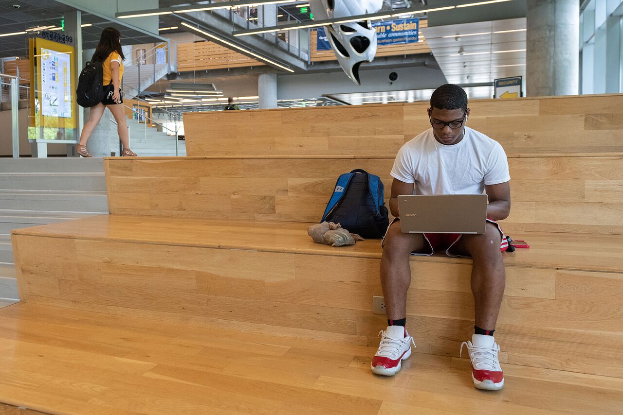 Benjamin Holmes studies in Clough Commons. 