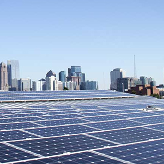 Solar panels on top of Georgia Tech's Carbon-Neutral Energy Solutions Lab.