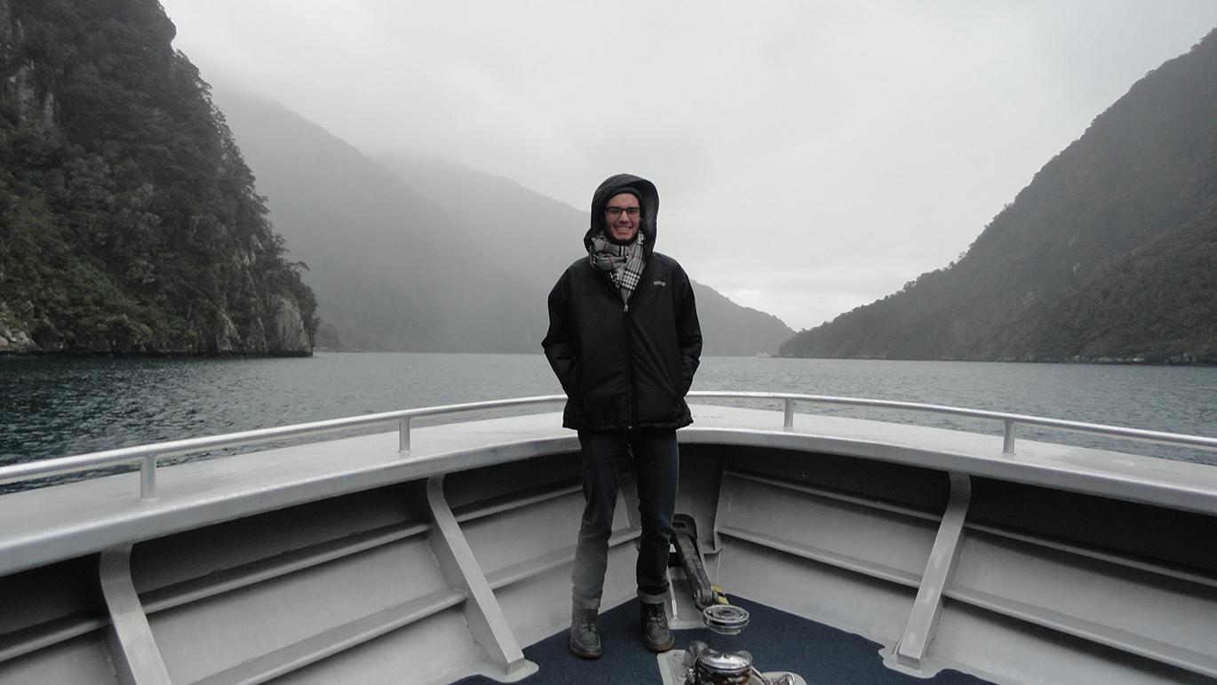 Daniel at New Zealand’s Milford Sound