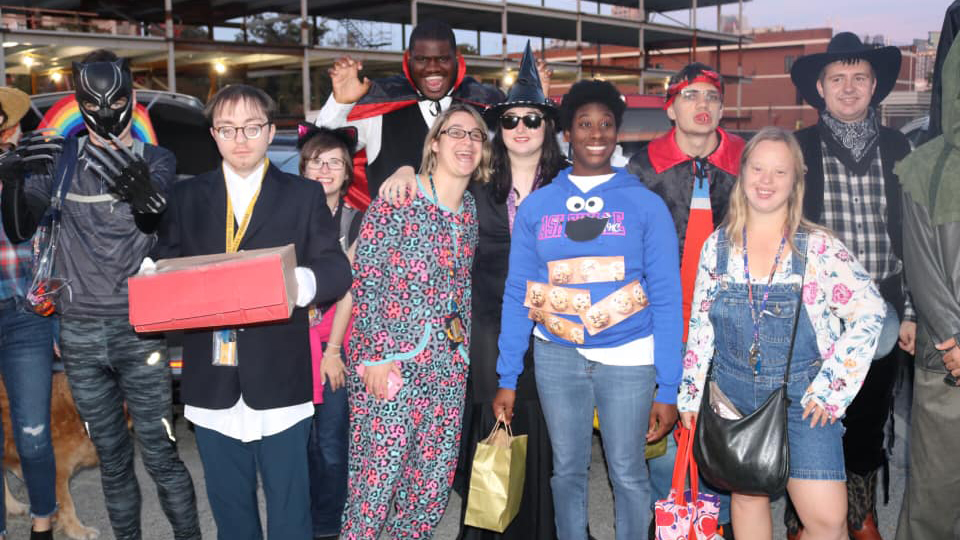 students dressed up for halloween