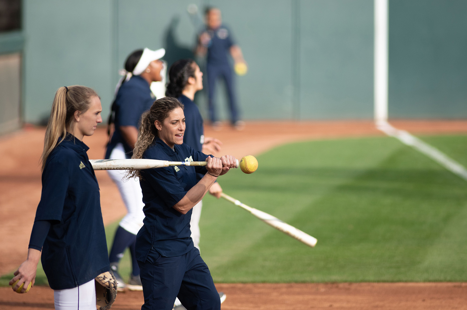morales bats while team practices fielding