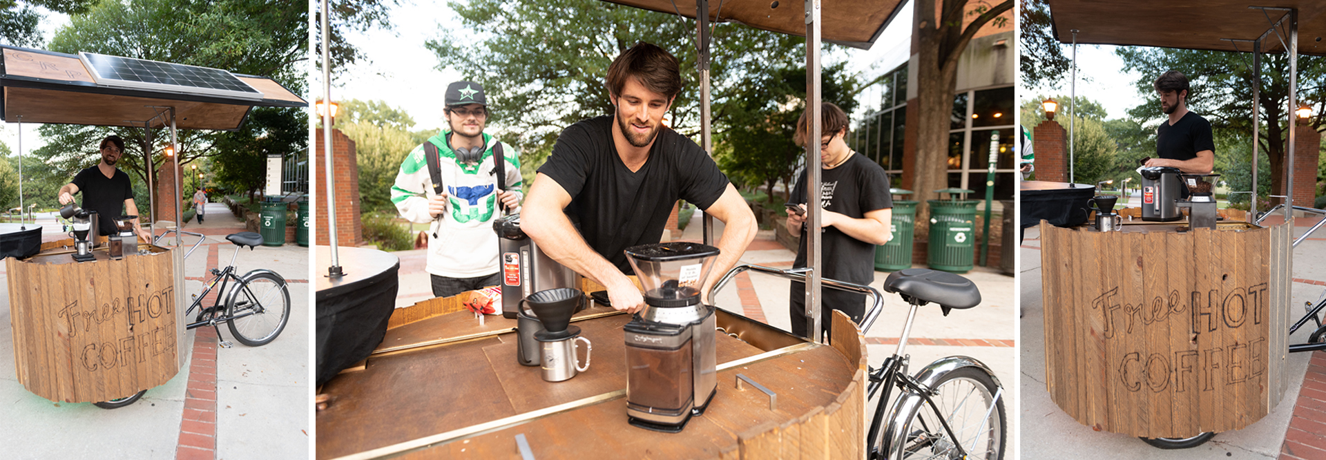 setting up the coffee bike