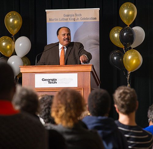 Martin Luther King III, the oldest son of Dr. Martin Luther King, Jr., addressed a packed room for Georgia Tech’s annual MLK Lecture
